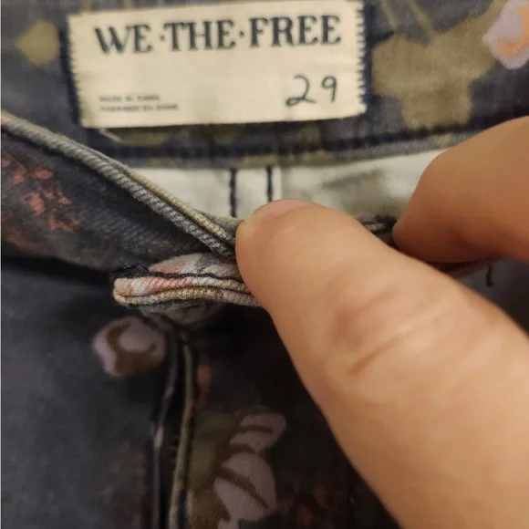 Free People Floral Flare Jeans - Gray and Pink - Picture 2 of 6
